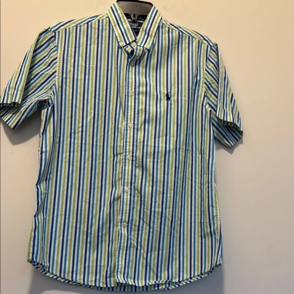 Polo by Ralph Lauren Blue and Green Casual Button Down Shirt